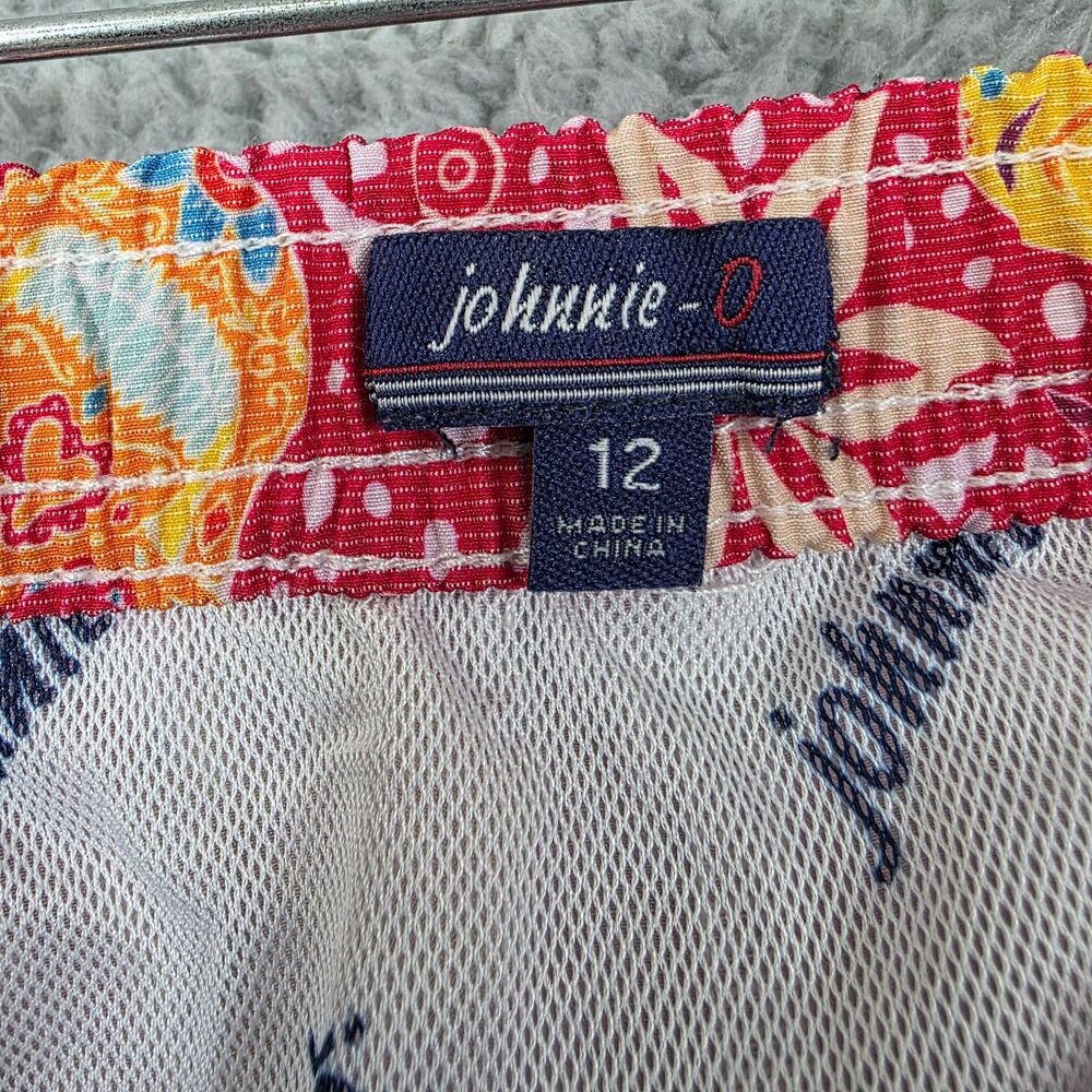 johnnie-O Boy's Eden Swim Trunks Lightweight 7” Red Drawstring Sz 12 - Picture 6 of 13